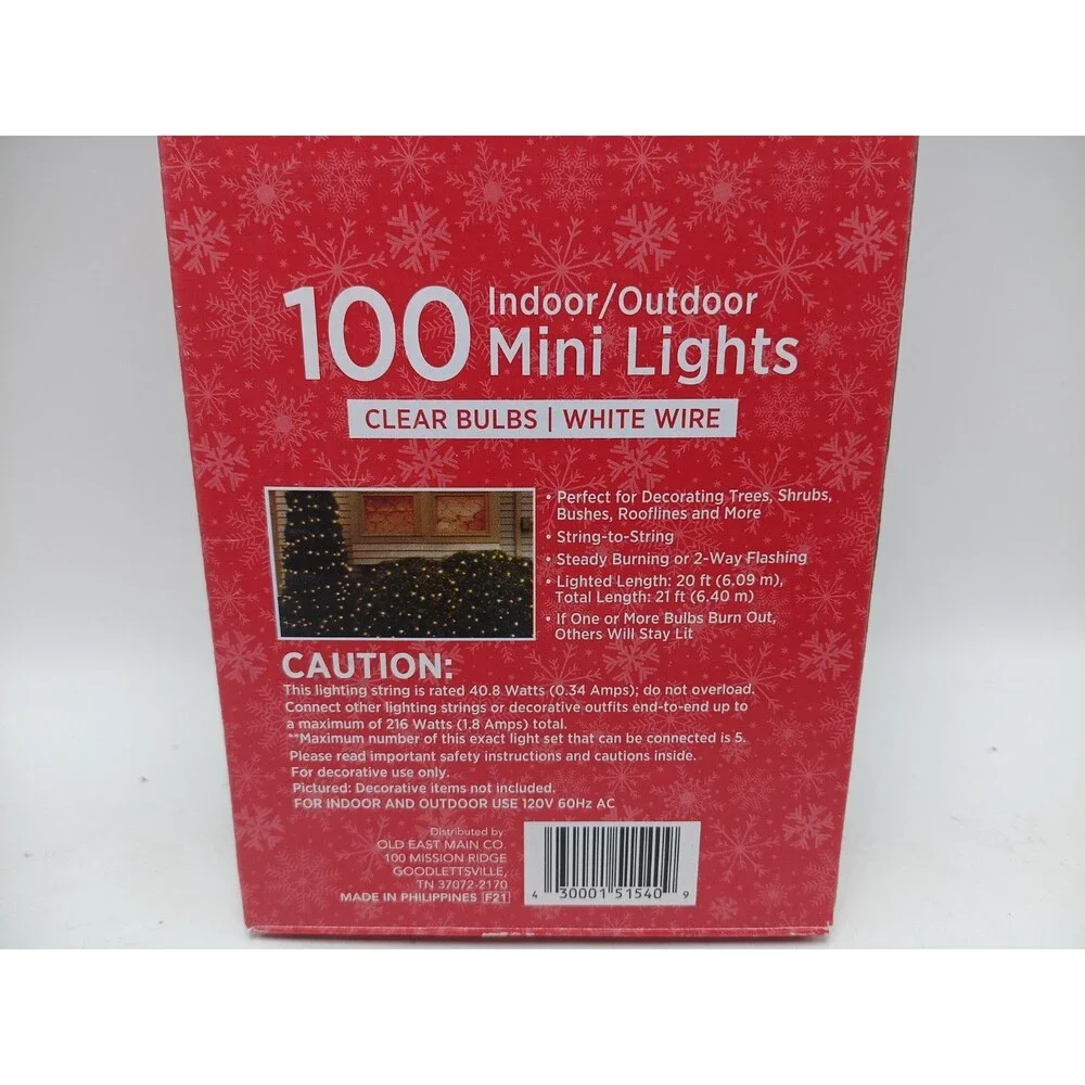Holiday Style 100 Clear Mini Lights White Wire Christmas, Crafts Etc NEW